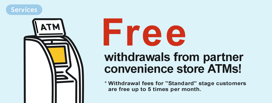 widthrawals from partner convenience store ATMs! Free