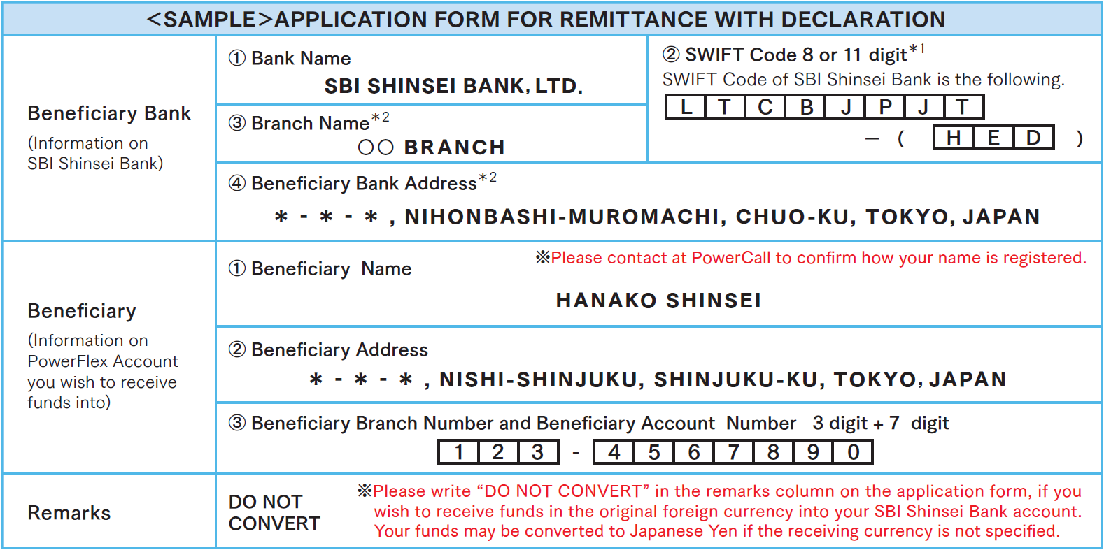 sample: APPLICATION FORM FOR REMITTANCE WITH DECLARATION