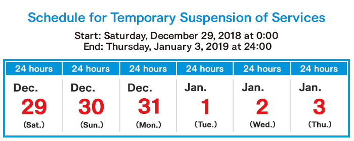 Schedule for Temporary Suspension of Services