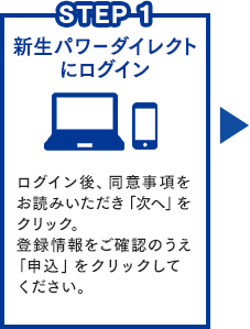 STEP 1 新生パワーダイレクトにログイン