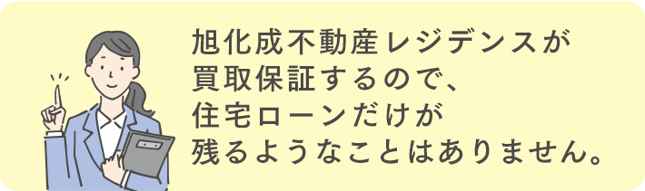 旭化成不動産レジデンスが買収保証するので、住宅ローンだけが残るようなことはありません。