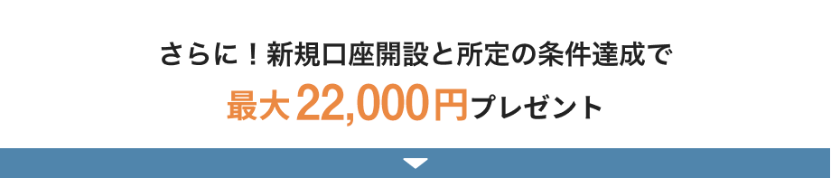 さらに！新規口座開設と所定の条件達成で最大22,000円プレゼント