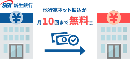 他行宛ネット振込が月10回まで無料！！