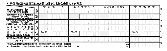6.居住部分の家屋又は土地等に係る住宅借入金額等の年末残高