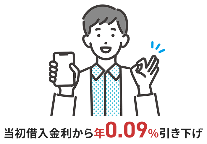 当初借入金利から年0.09%引き下げ