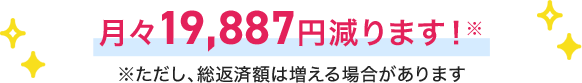 月々19,887円減ります！※ただし、総返済額は増える場合があります。