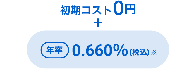 初期コスト0円+年率0.660%(税込)