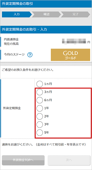外貨定期預金の設定 STEP6のキャプチャ画像