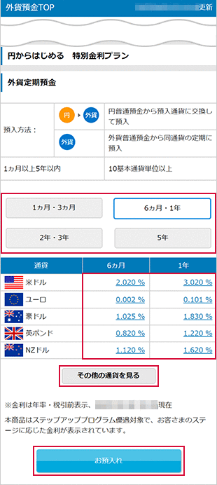 外貨定期預金の設定 STEP3のキャプチャ画像
