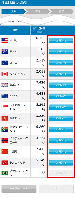 外貨定期預金の設定 STEP7のキャプチャ画像
