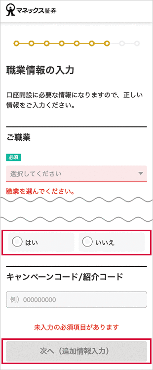 口座開設 STEP20のキャプチャ画像