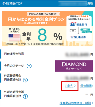 外貨普通預金の売買 お取引操作 STEP3のキャプチャ画像