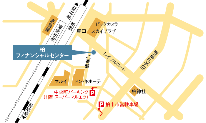 柏フィナンシャルセンター所定の駐車場案内図